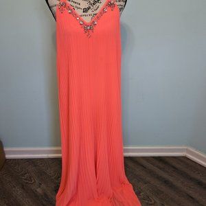 Victoria's Secret medium Coral Long Summer Dress beaded details jewels Y2K